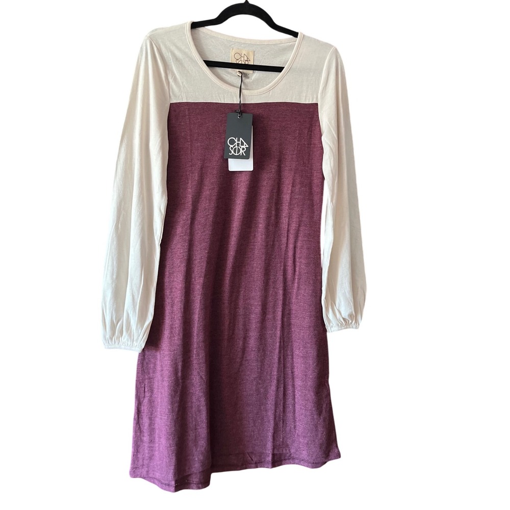 Chaser Cake and‎ Pomegranate Colorblock Long Sleeve Dress - M